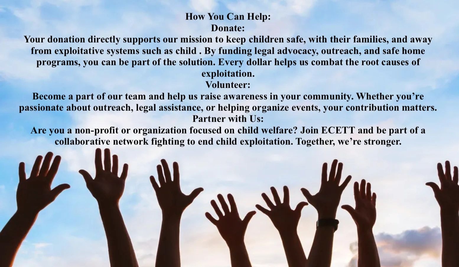 How You Can Help – ECETT